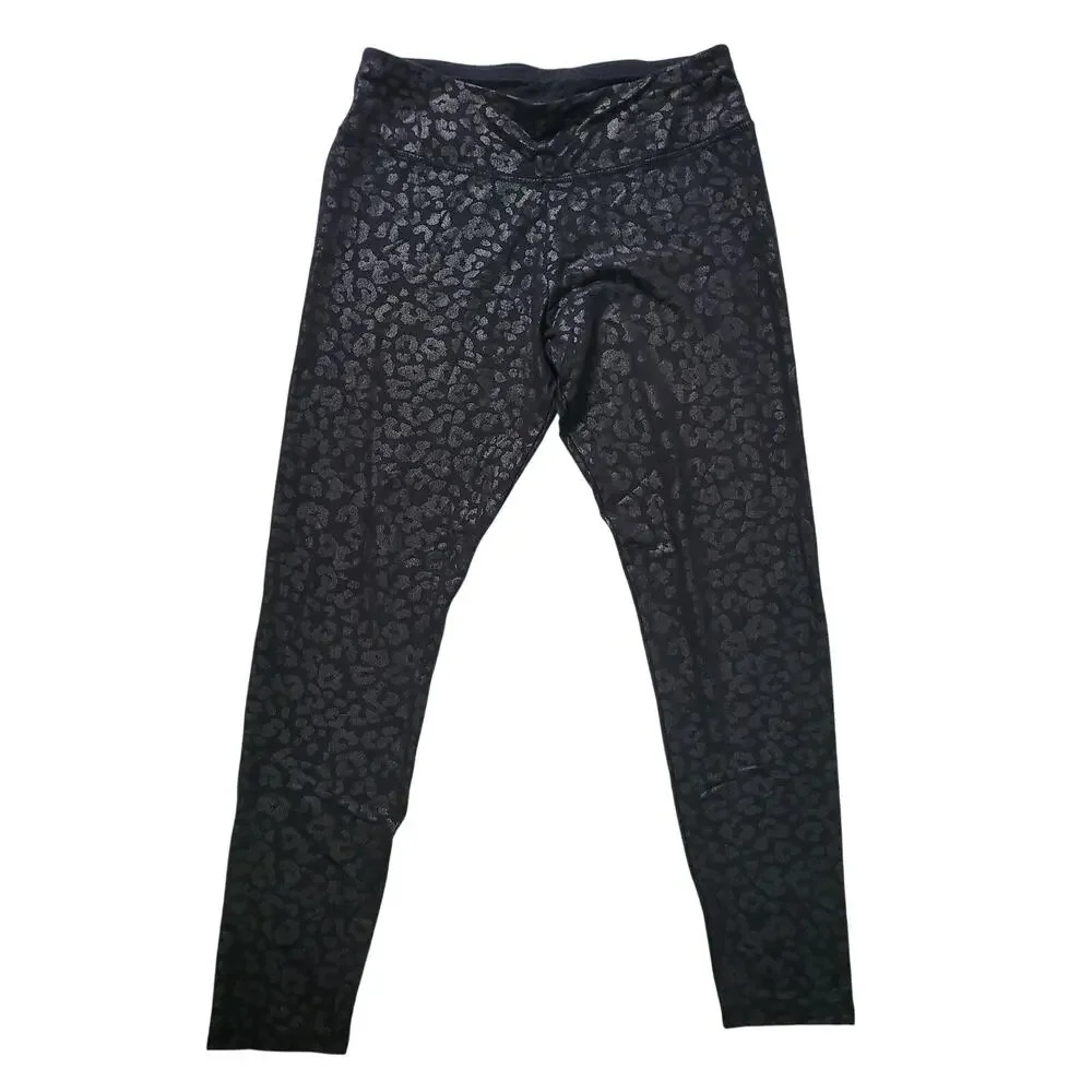 Chico's‎ Zenergy Size 8/10 Pull-On Ankle Leggings Metallic Shine Animal Print